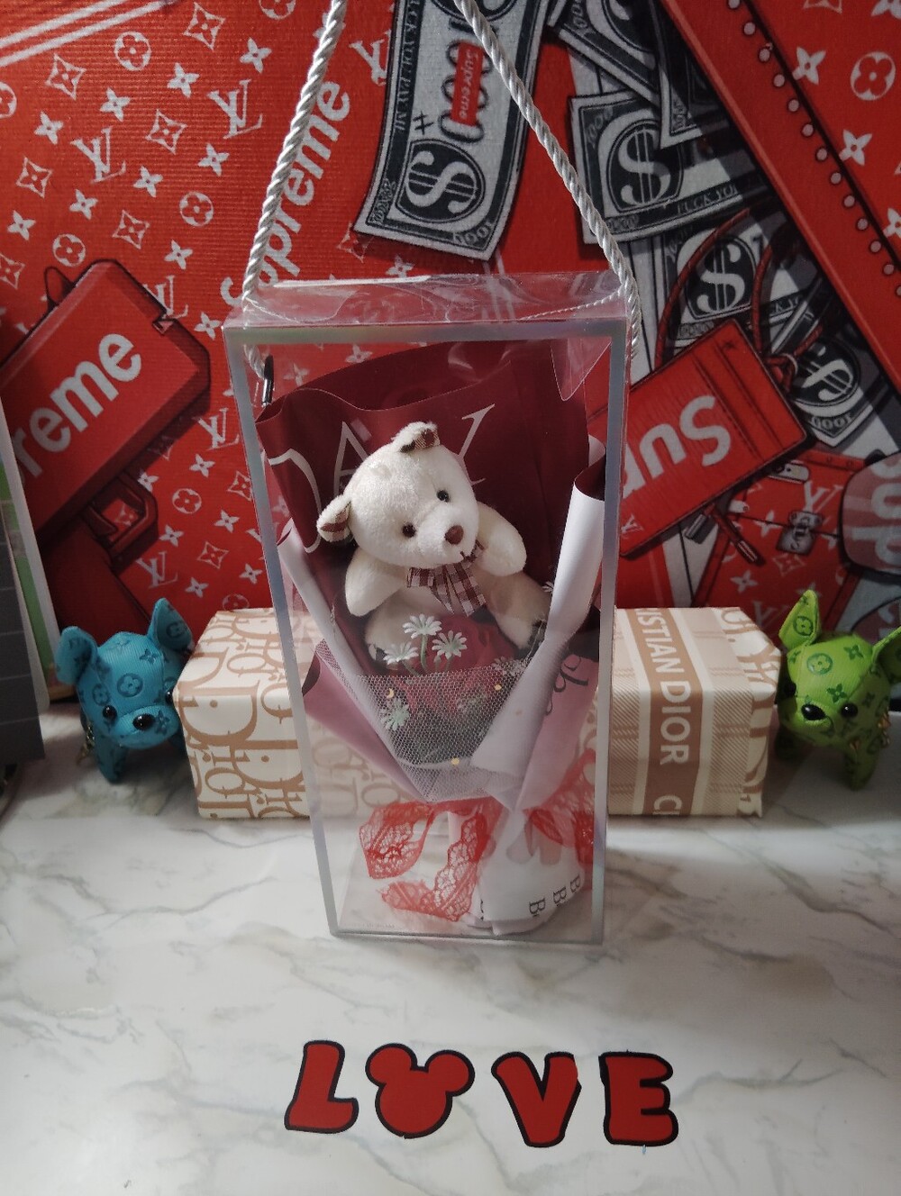 Plush Teddy Bear Bouquet Gift Box - Red